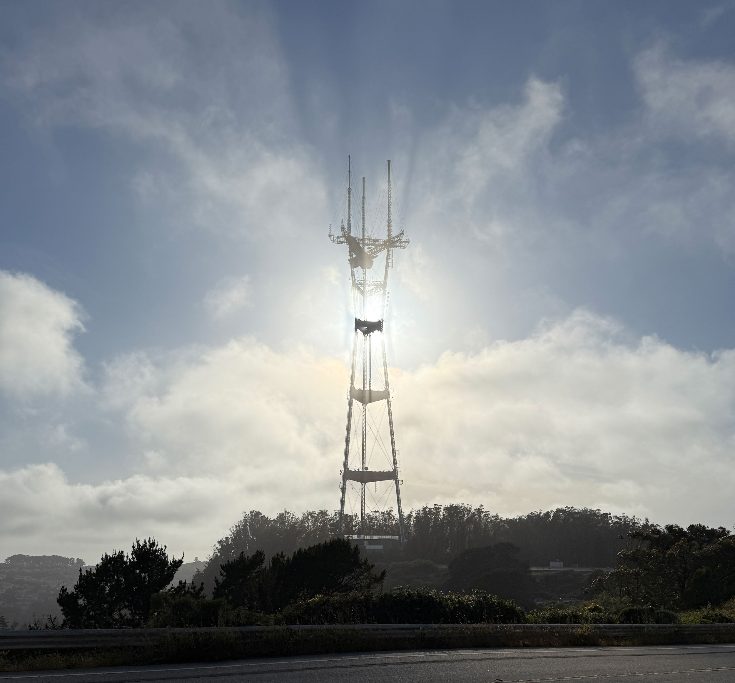 Sutro Tower with Sun Bursting through